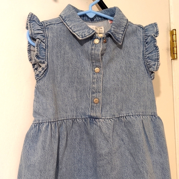 Zara Other - Zara Light Blue Denim Cotton Collar Open Front Top Dress/Headband 3-4 Years.